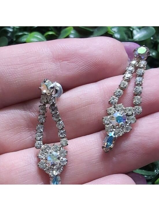 Jewelry - Elegant Silver and Drop Earrings with AB Crystals